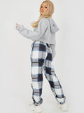 Checked Fleece Joggers - Checked Joggers - Navy