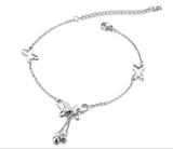 anklets with metal butterfly and Rhinestone design