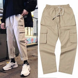 Men Purple Joggers Pants Mens Pockets Streetwear Cargo Pants Male Hip Hop Track Pants Korean Fashions Overalls