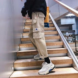 Men Purple Joggers Pants Mens Pockets Streetwear Cargo Pants Male Hip Hop Track Pants Korean Fashions Overalls