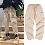 Men Purple Joggers Pants Mens Pockets Streetwear Cargo Pants Male Hip Hop Track Pants Korean Fashions Overalls