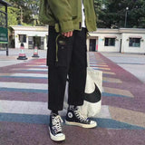 Men Purple Joggers Pants Mens Pockets Streetwear Cargo Pants Male Hip Hop Track Pants Korean Fashions Overalls