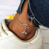 anklets with metal butterfly and Rhinestone design