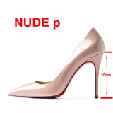 2022 New Brand Pumps Sexy Red Bottom Women Red High Heel Shoes Pointed Toe Thin Heel 8cm 10cm 12cm Shallow Sexy Wedding Shoes