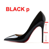 2022 New Brand Pumps Sexy Red Bottom Women Red High Heel Shoes Pointed Toe Thin Heel 8cm 10cm 12cm Shallow Sexy Wedding Shoes