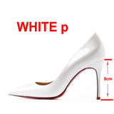 2022 New Brand Pumps Sexy Red Bottom Women Red High Heel Shoes Pointed Toe Thin Heel 8cm 10cm 12cm Shallow Sexy Wedding Shoes