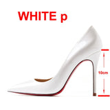 2022 New Brand Pumps Sexy Red Bottom Women Red High Heel Shoes Pointed Toe Thin Heel 8cm 10cm 12cm Shallow Sexy Wedding Shoes