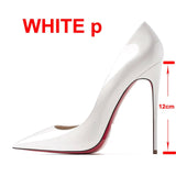 2022 New Brand Pumps Sexy Red Bottom Women Red High Heel Shoes Pointed Toe Thin Heel 8cm 10cm 12cm Shallow Sexy Wedding Shoes