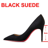 2022 New Brand Pumps Sexy Red Bottom Women Red High Heel Shoes Pointed Toe Thin Heel 8cm 10cm 12cm Shallow Sexy Wedding Shoes