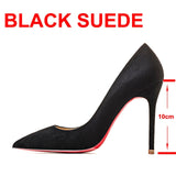 2022 New Brand Pumps Sexy Red Bottom Women Red High Heel Shoes Pointed Toe Thin Heel 8cm 10cm 12cm Shallow Sexy Wedding Shoes