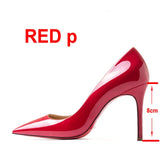 2022 New Brand Pumps Sexy Red Bottom Women Red High Heel Shoes Pointed Toe Thin Heel 8cm 10cm 12cm Shallow Sexy Wedding Shoes