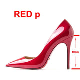 2022 New Brand Pumps Sexy Red Bottom Women Red High Heel Shoes Pointed Toe Thin Heel 8cm 10cm 12cm Shallow Sexy Wedding Shoes