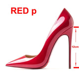 2022 New Brand Pumps Sexy Red Bottom Women Red High Heel Shoes Pointed Toe Thin Heel 8cm 10cm 12cm Shallow Sexy Wedding Shoes