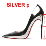 2022 New Brand Pumps Sexy Red Bottom Women Red High Heel Shoes Pointed Toe Thin Heel 8cm 10cm 12cm Shallow Sexy Wedding Shoes